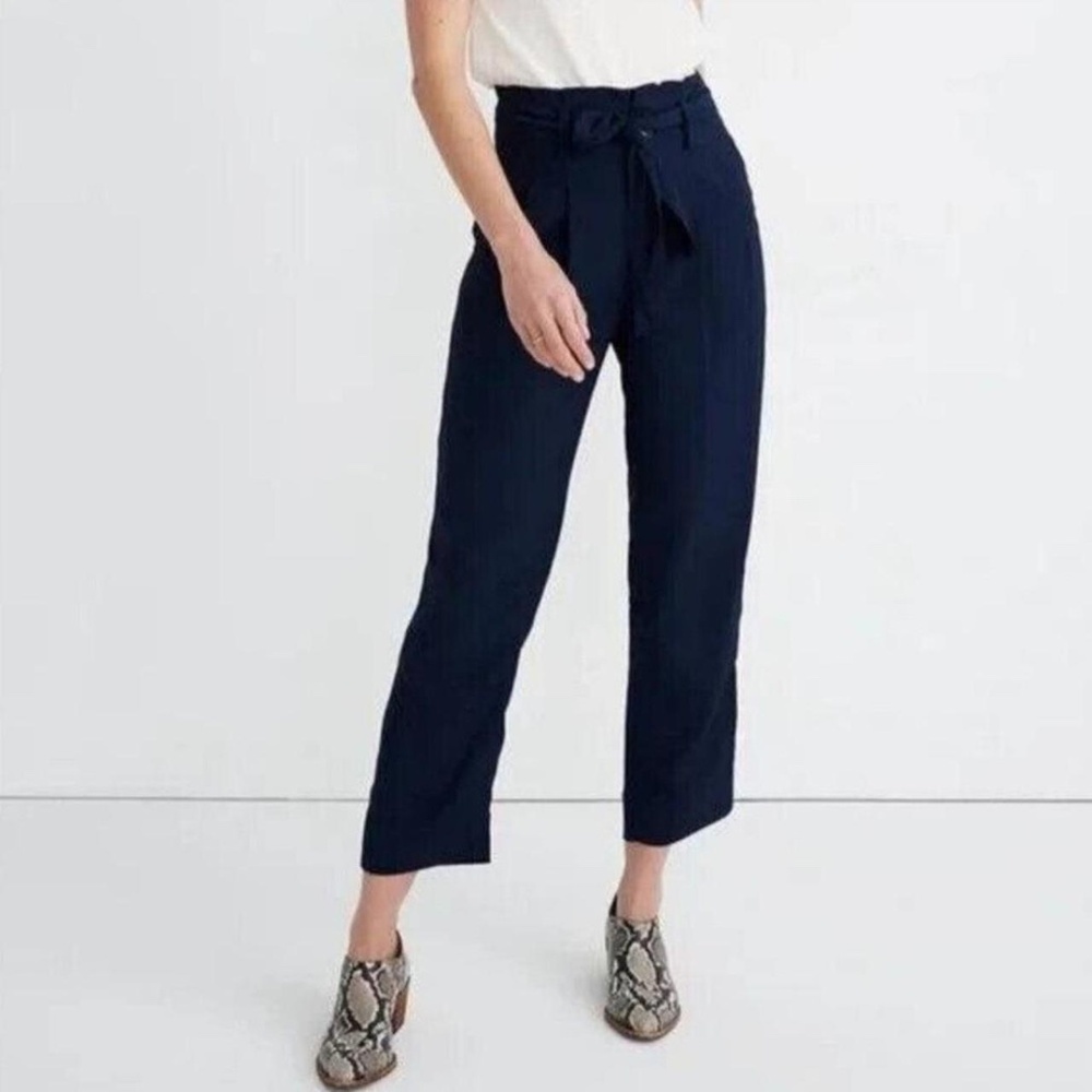 Madewell NWT Women's Drapey Paperbag Pants - Navy - Size 8 -